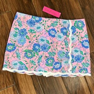 NWT Lilly Pulitzer 100% Cotton Pink and Blue Floral Skort